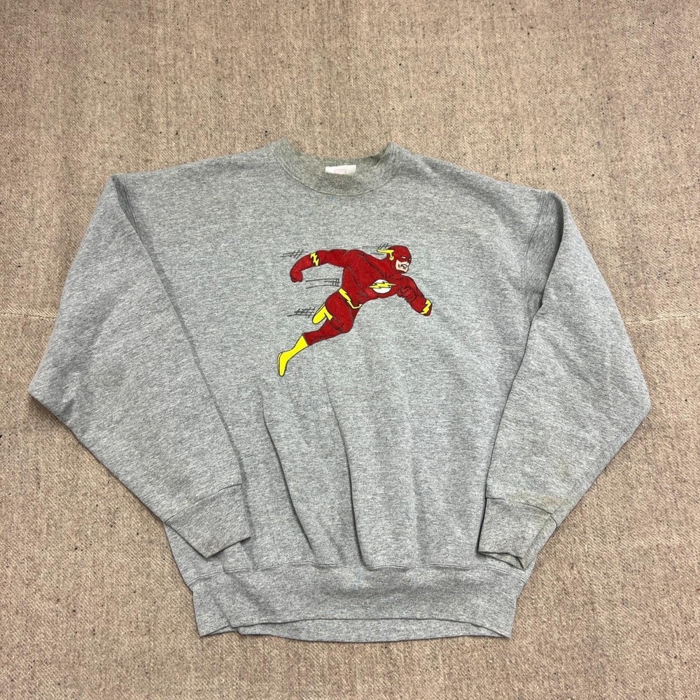 Vintage The Flash Sweatshirt Mens XL Gray 1990s DC Comics‎